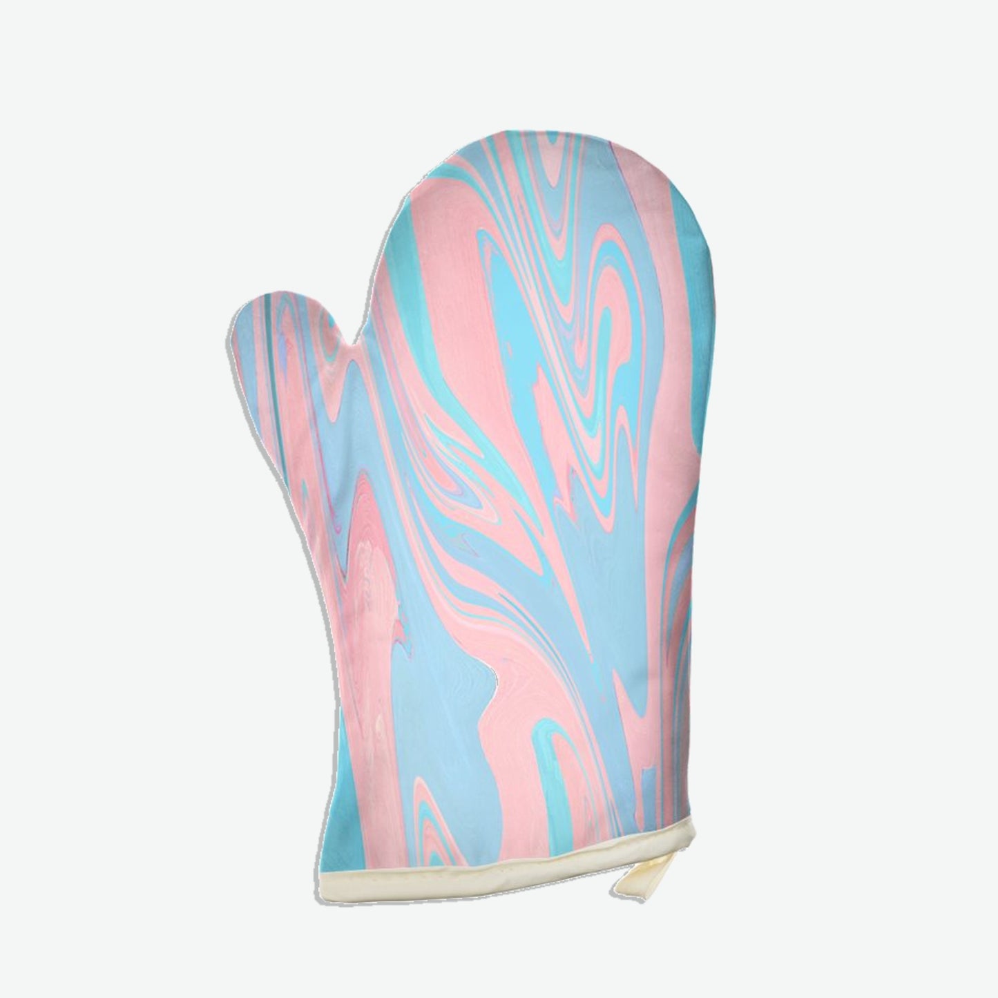 Trippy Stripe Suedette Oven Glove in Blue and Pink