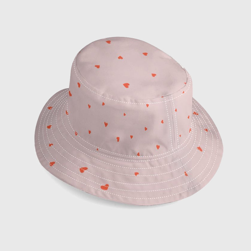 Love Heart Denim Bucket Hat in Dusty Pink
