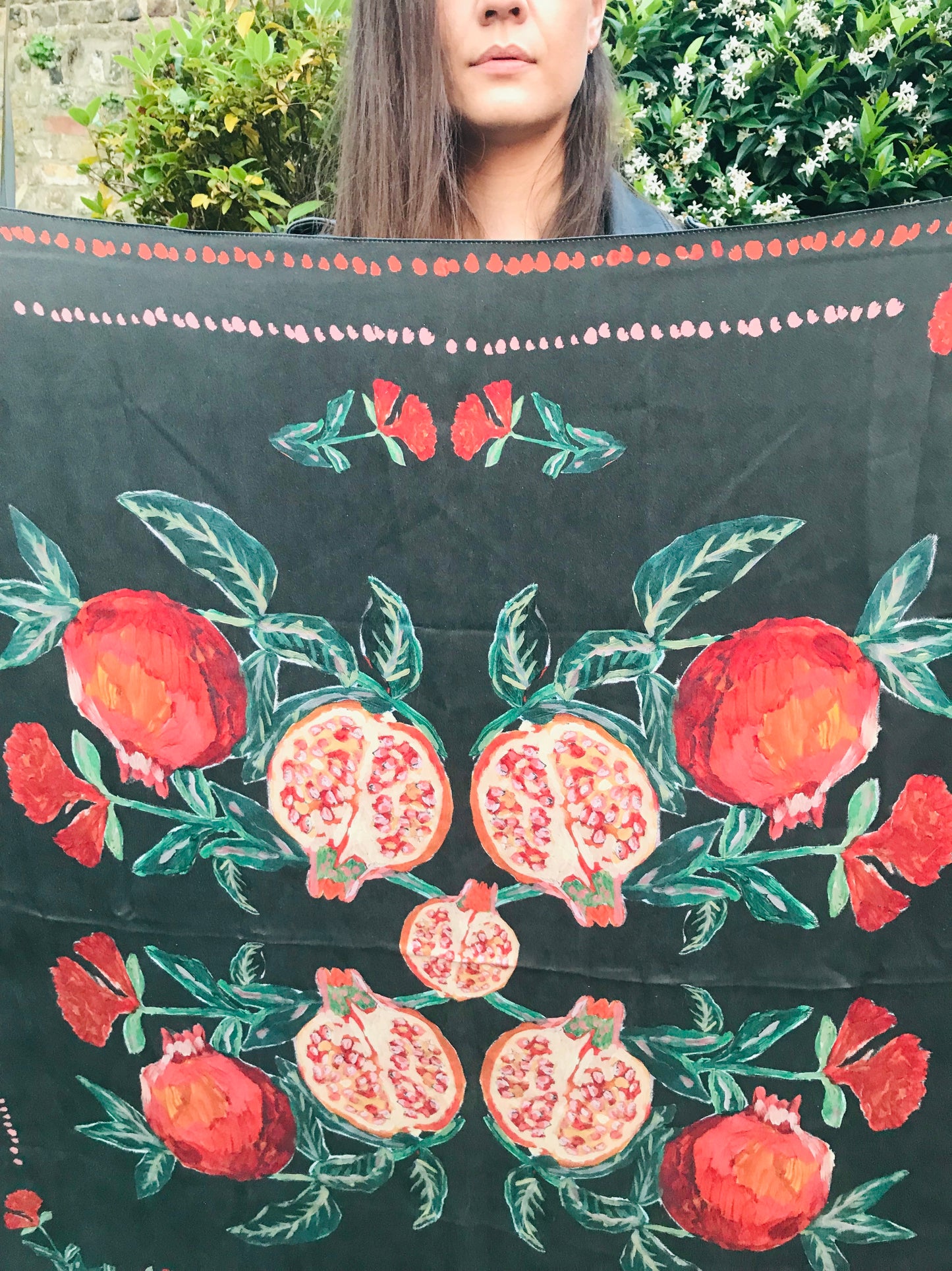 Parajanov. Pomegranate Print Silk Georgette Scarf