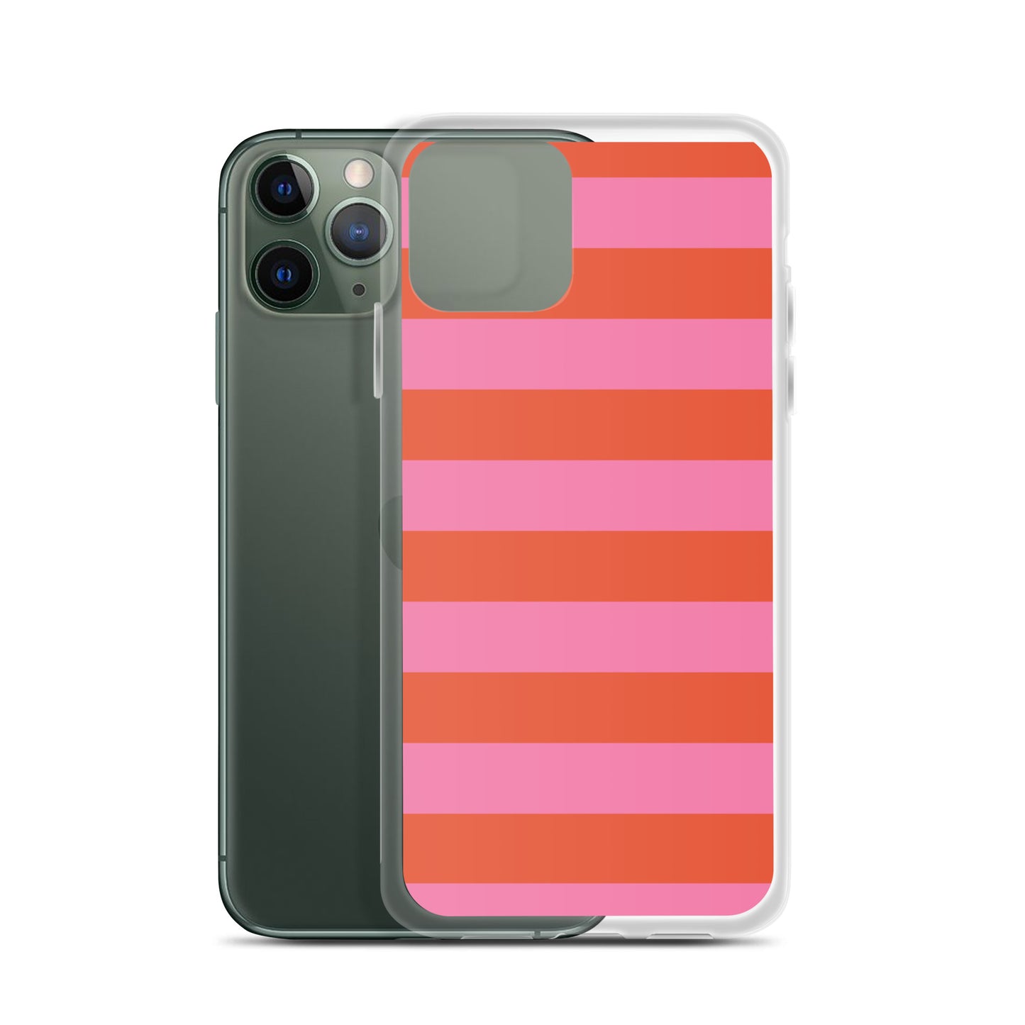 Stripe Clear Case for iPhone®in Orange and Pink
