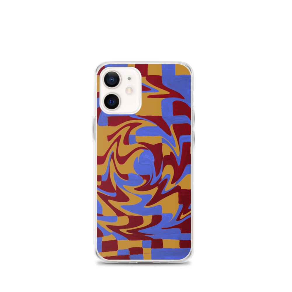 Painted Trippy Check Phone Case in 70s colours
