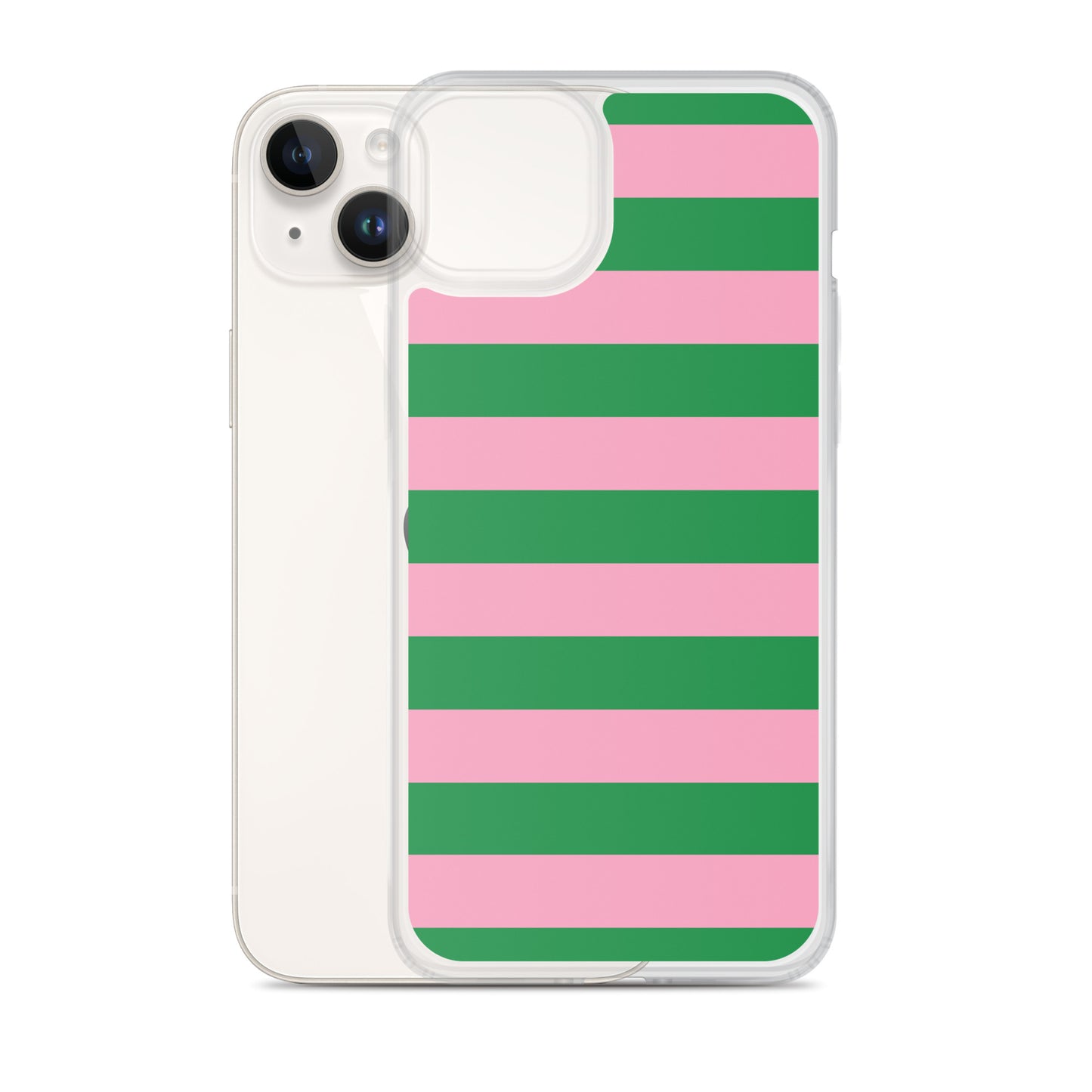 Stripe Clear Case for iPhone® in Pink and Green