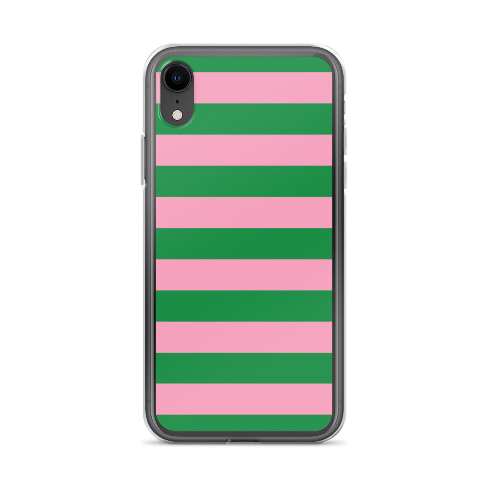 Stripe Clear Case for iPhone® in Pink and Green