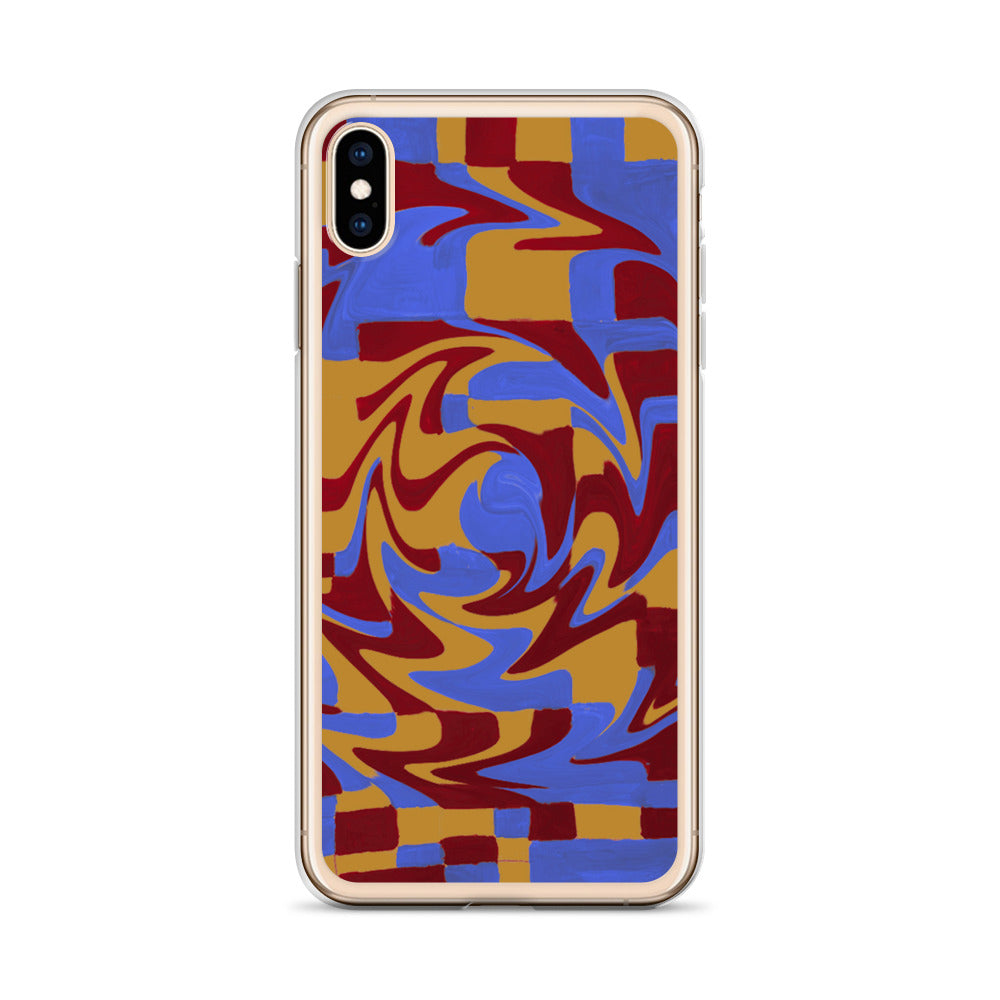 Painted Trippy Check Phone Case in 70s colours