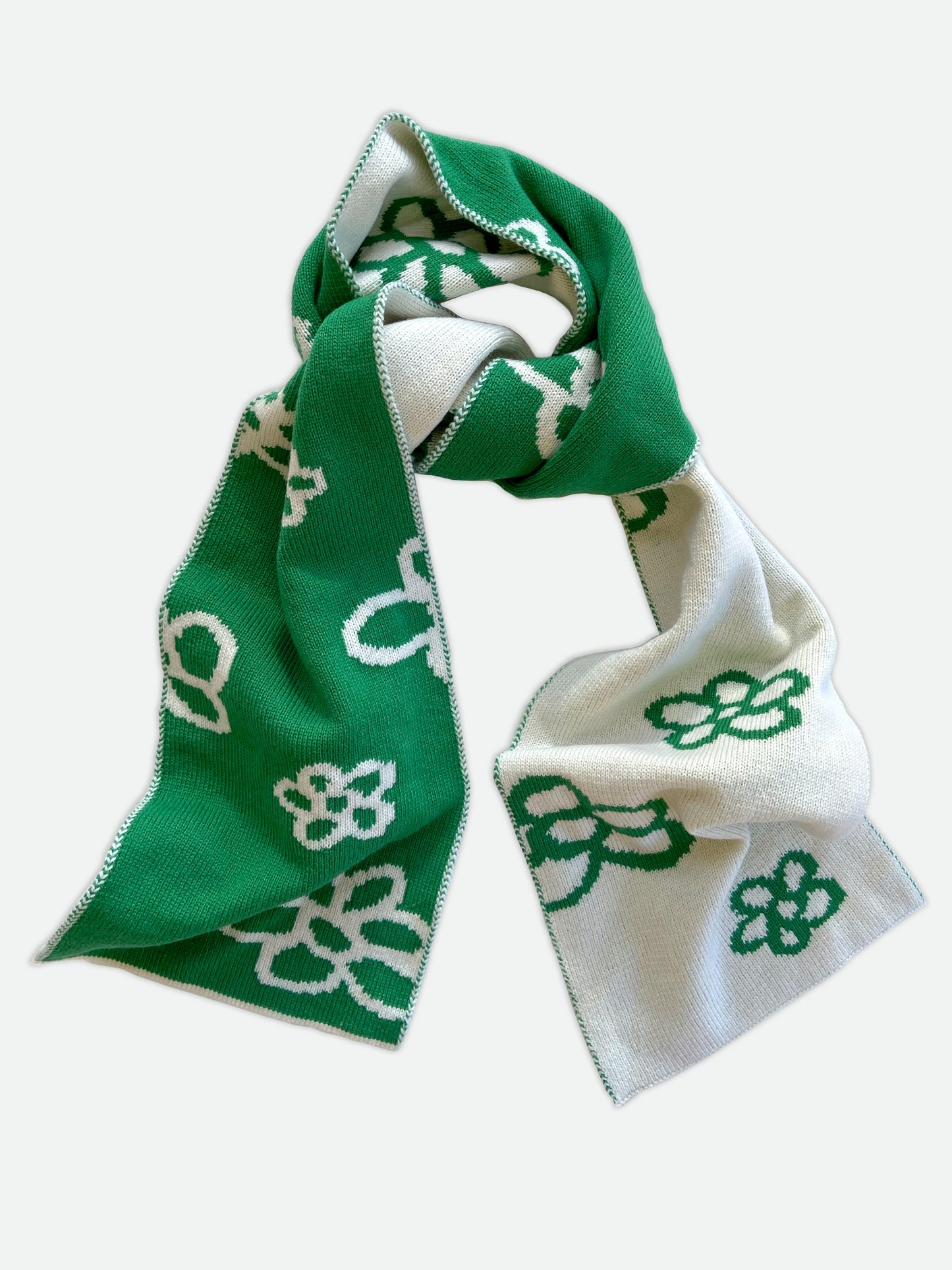 Daisy Wool and Cashmere Scarf in Jade Green Made to Order