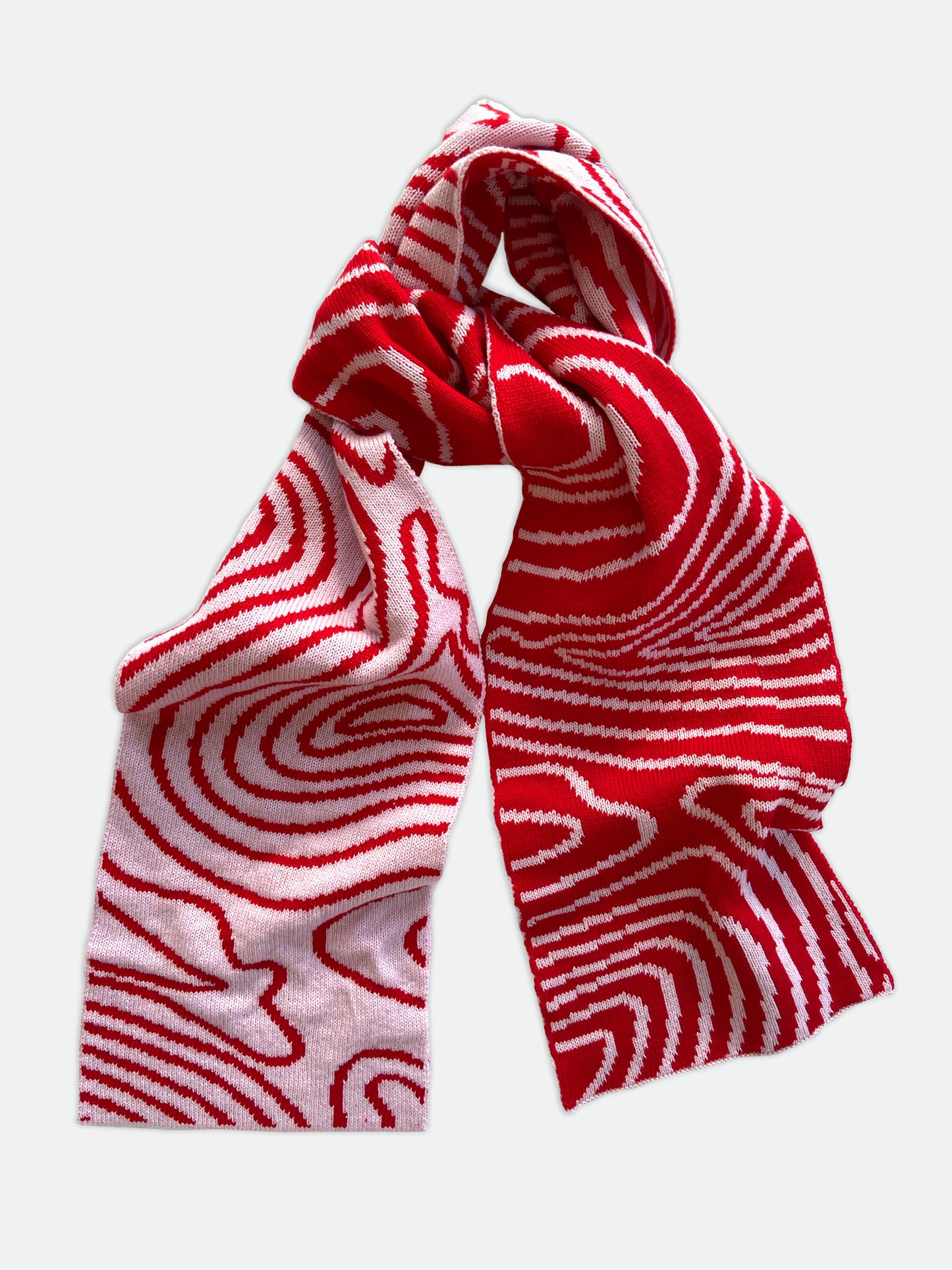 Swirly Stripe Knitted Scarf in Pink And Red