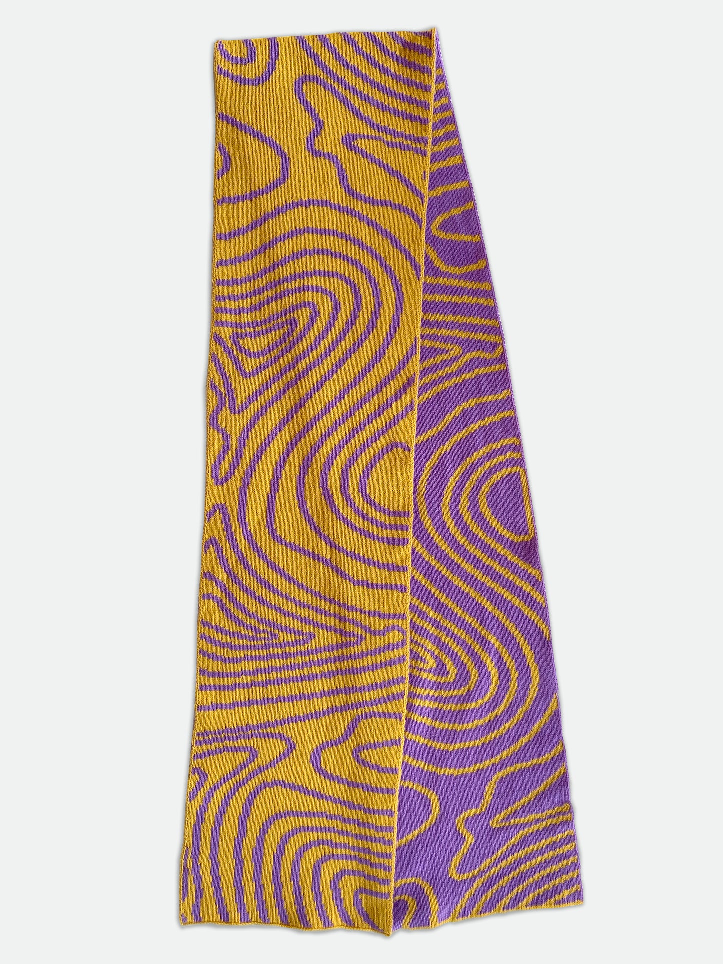 Swirly Stripe Wool and Cashmere Scarf in Purple and Orange Made to order