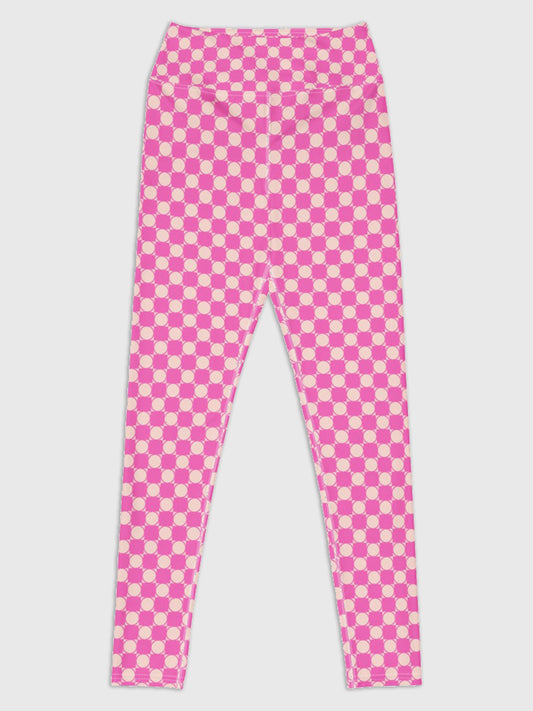 Checkered Yoga Leggings in Fuchsia Pink
