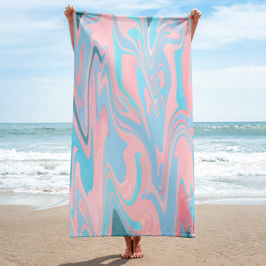 Trippy Stripe Bath and Beach Towel in Pink & Blue
