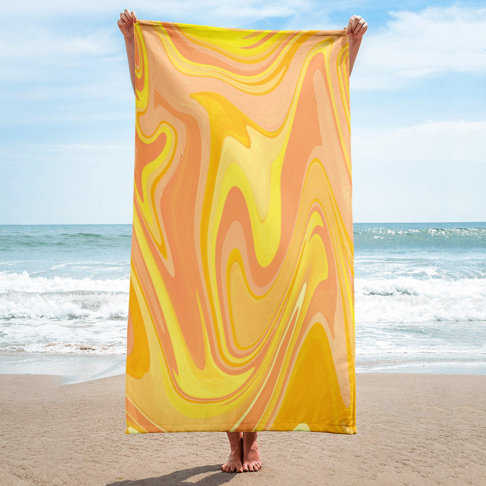Groovy Stripe Bath and Beach Towel in Yellows