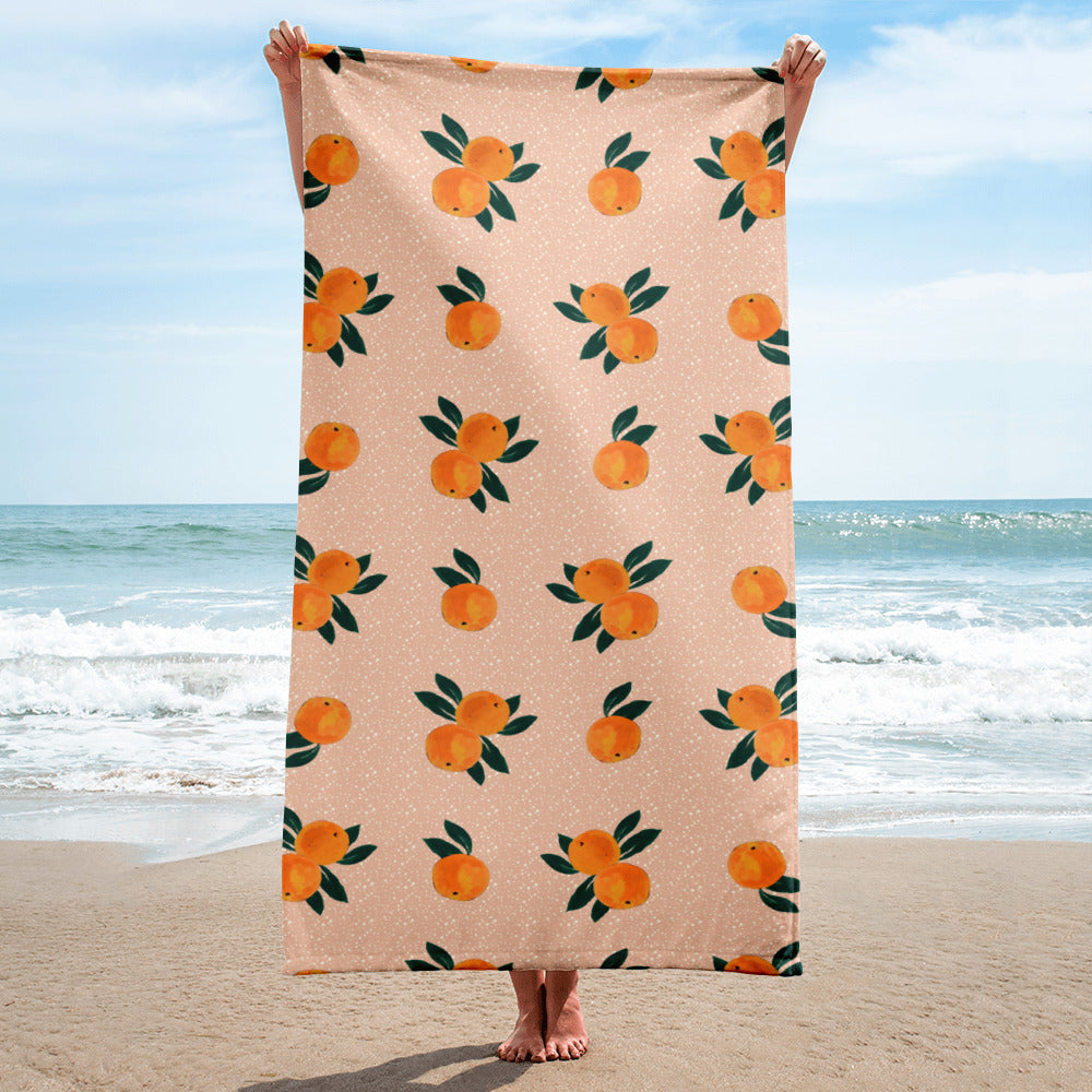 Orange Print Beach and Bath Towel