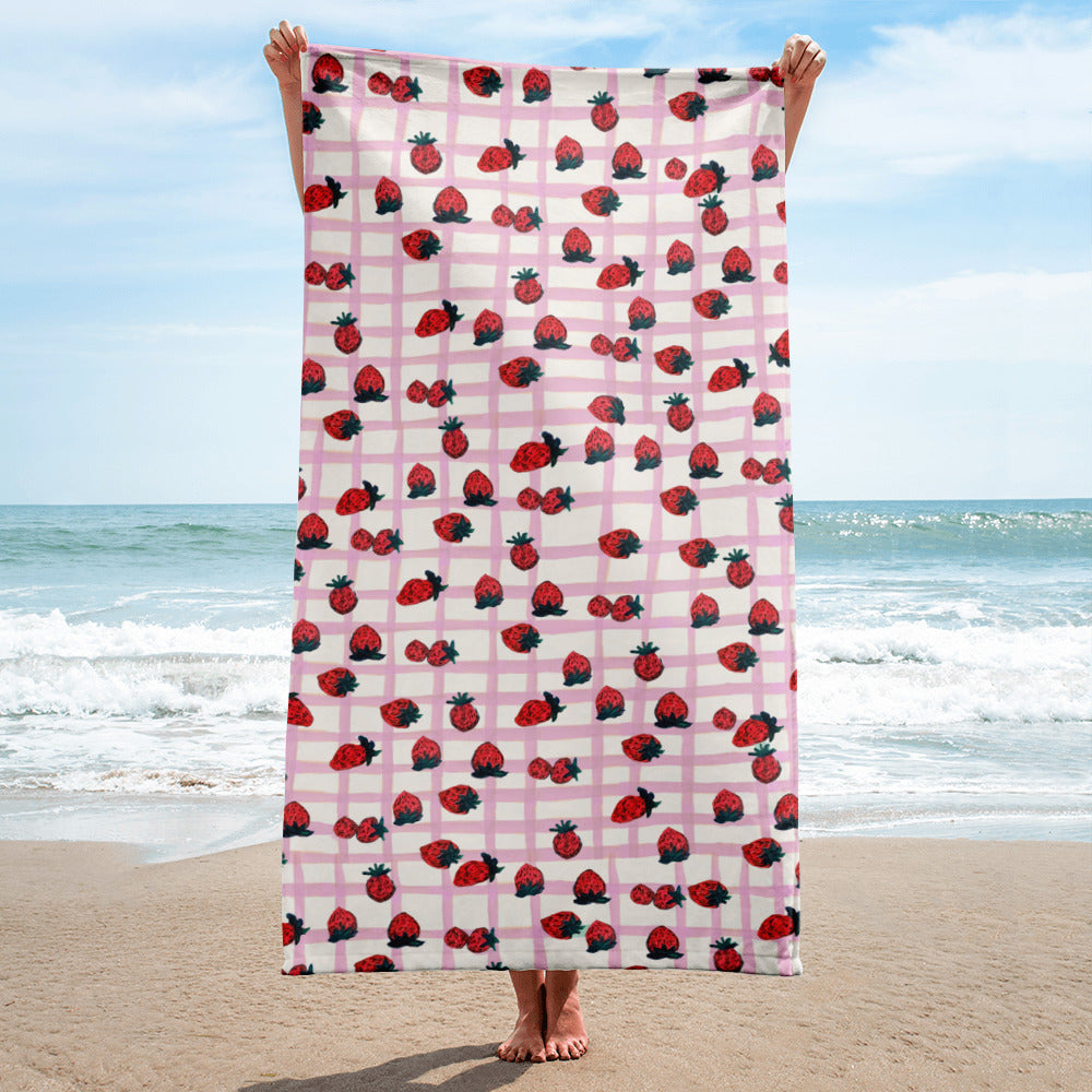 Strawberry Print Bath and Beach Towel