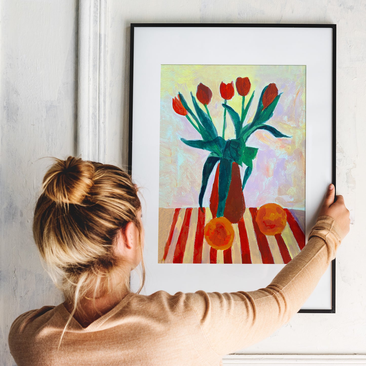 Naturmort. Tulips and Oranges. A3 Artwork. Giclee Print