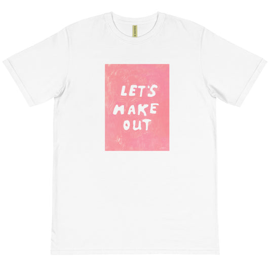 Let's Make Out Doodle Slogan. Unisex Organic T-Shirt
