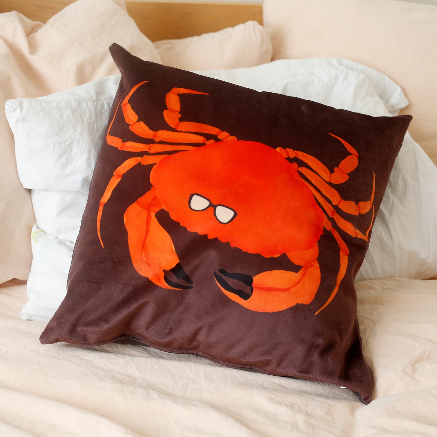 Zodiac Crab Print Velvet Cushion